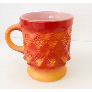 Vtg Fire King Kimberly Coffee Mug Anchor Hocking Red Orange Yellow Ombre USA
